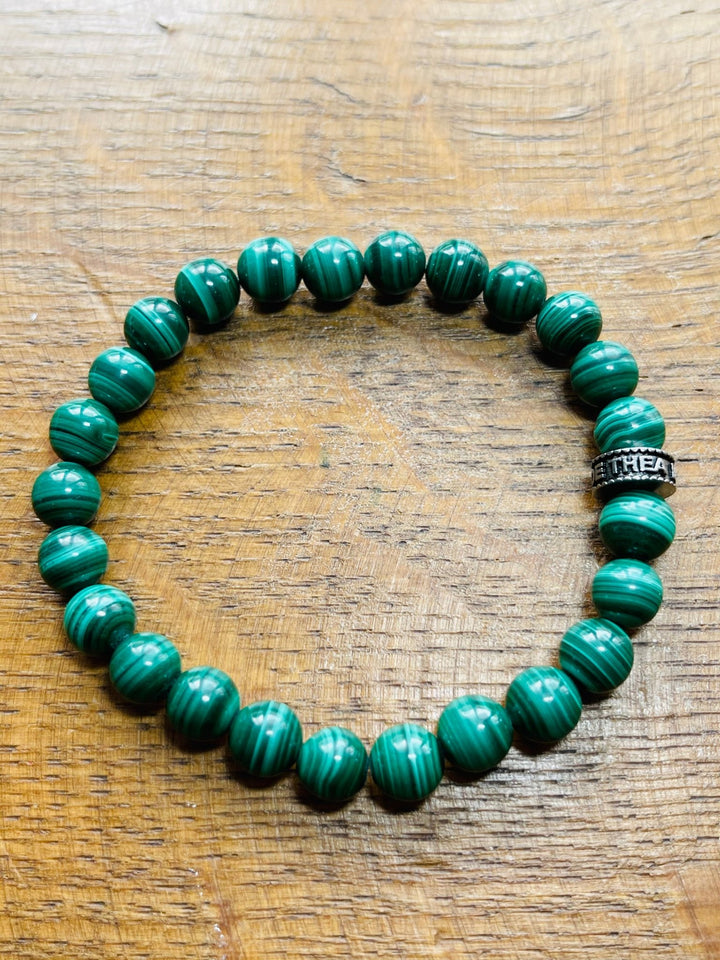 Bracelet en perles naturelles en Malachite - Les bijoux de Théa