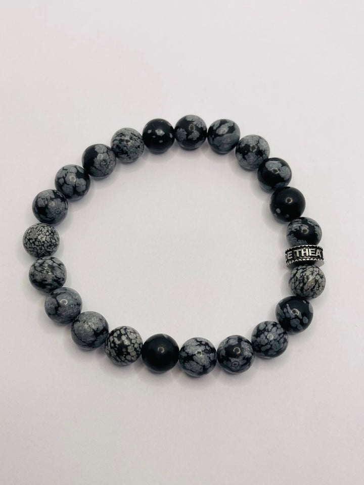 Bracelet en perles naturelles en Obsidienne Flocon - Les bijoux de Théa