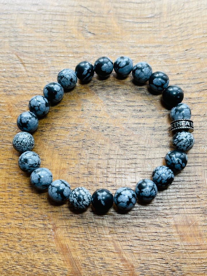 Bracelet en perles naturelles en Obsidienne Flocon - Les bijoux de Théa