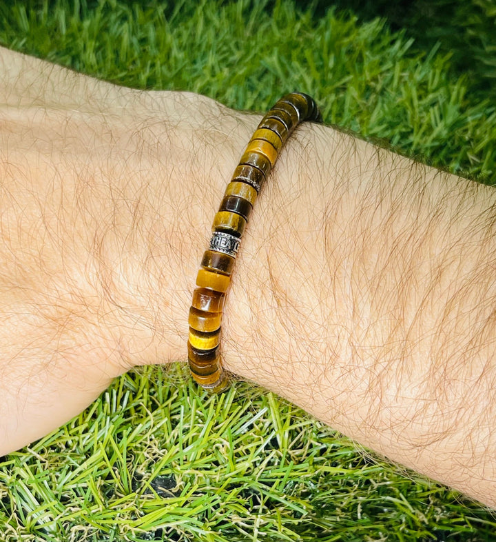 Bracelet en perles naturelles en Oeil de Tigre en Heishi - Les bijoux de Théa