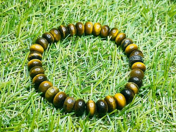 Bracelet en perles naturelles en Oeil de Tigre en rondelle - Les bijoux de Théa