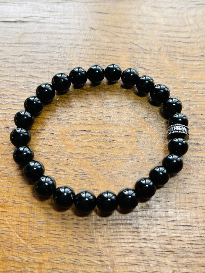 Bracelet en perles naturelles en Onyx noir - Les bijoux de Théa