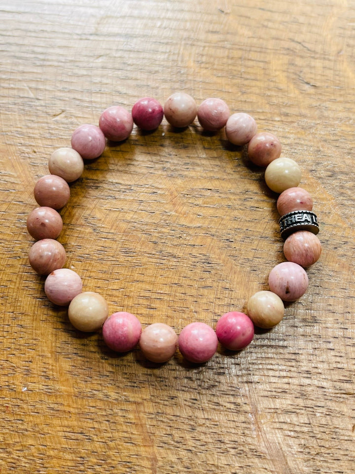 Bracelet en perles naturelles en Rhodonite - Les bijoux de Théa