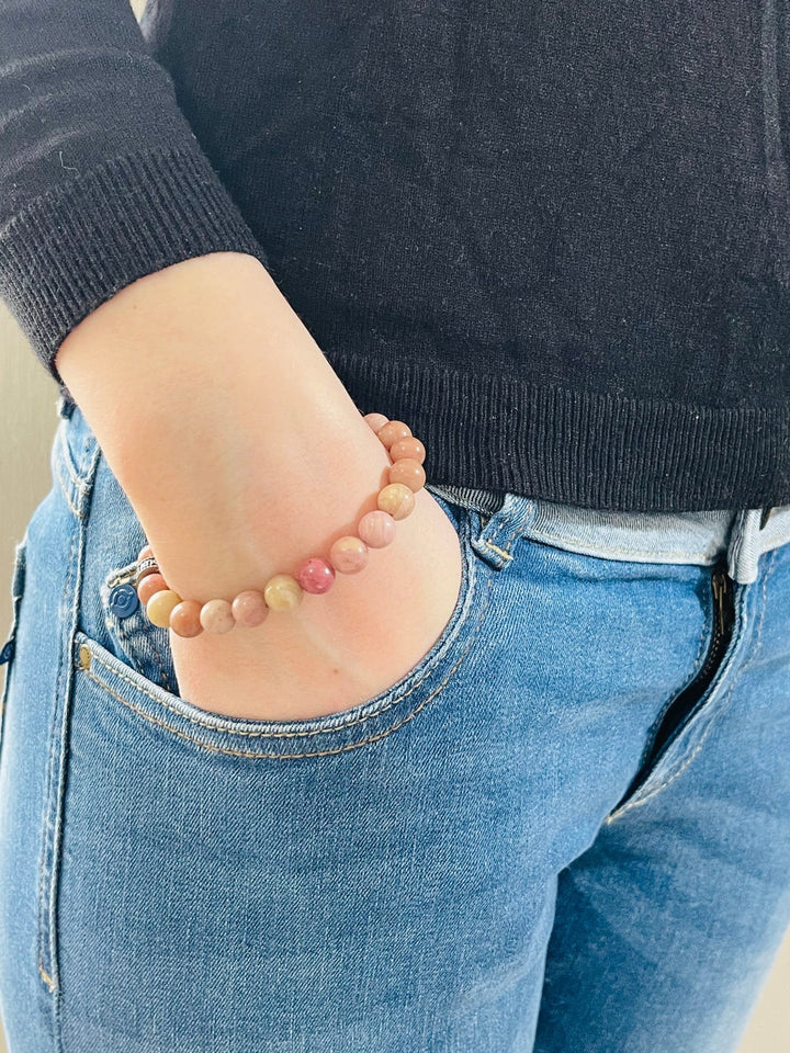 Bracelet en perles naturelles en Rhodonite - Les bijoux de Théa