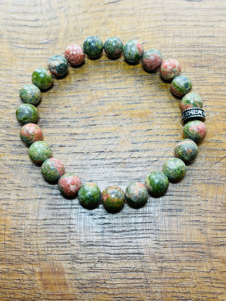 Bracelet en perles naturelles en Unakite - Les bijoux de Théa