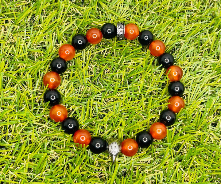 Bracelet en perles naturelles OGC NICE en Onyx, Cornaline et d’un aigle - Les bijoux de Théa