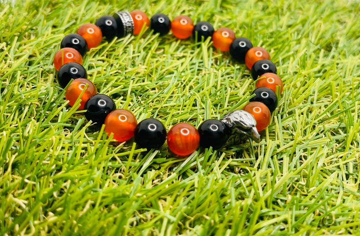 Bracelet en perles naturelles OGC NICE en Onyx, Cornaline et d’un aigle - Les bijoux de Théa