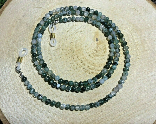 Chaîne de Lunettes en Perles d'Agate Mousse - Les bijoux de Théa