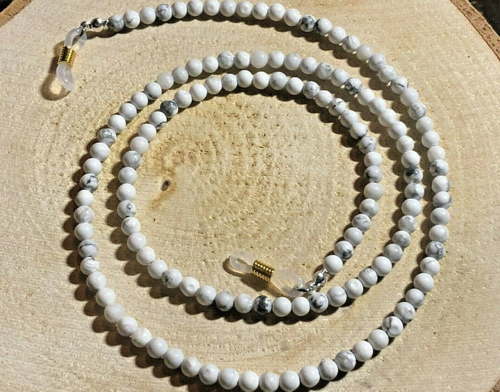 Chaîne de Lunettes en Perles naturelles d'Howlite - Les bijoux de Théa