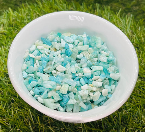 Chips / pépites Naturelles en Amazonite non percées en 2-8 mm (50 grs) - Les bijoux de Théa