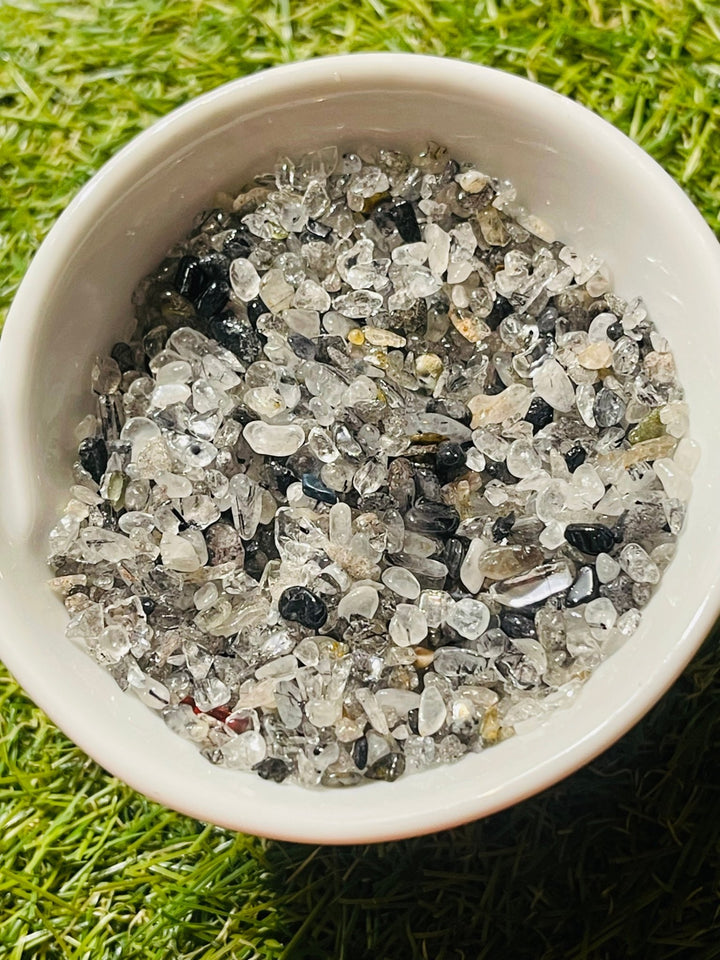 Chips / pépites naturelles non percées en Quartz Tourmaline 3 - 5 mm (50 grs) - Les bijoux de Théa