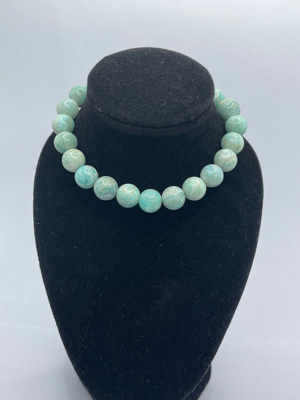 Collier de perles naturelles en Amazonite à fermoir - Les bijoux de Théa