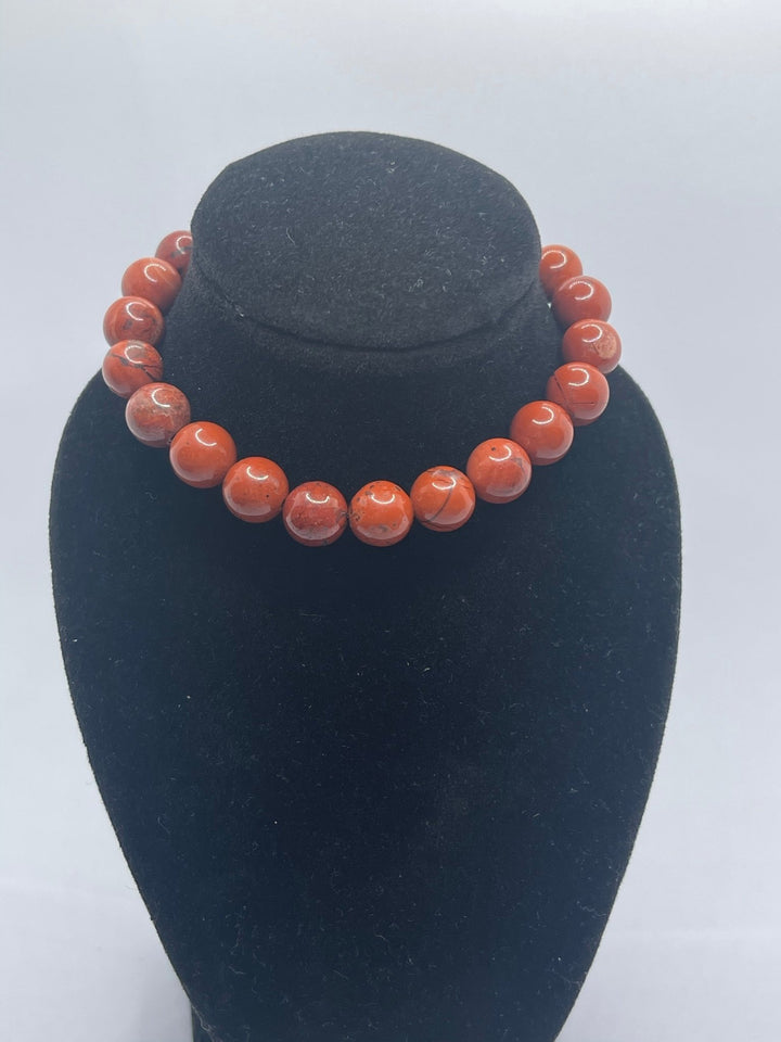 Collier de perles naturelles en Jaspe Rouge à fermoir - Les bijoux de Théa