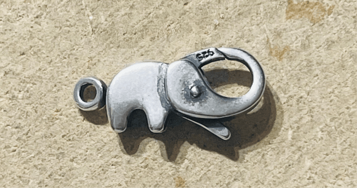 Fermoir mousqueton à ressort en Argent 925 en forme d’éléphant pour bracelet ou collier - Les bijoux de Théa