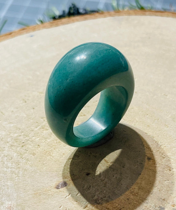 Grosse Bague en Aventurine verte - Les bijoux de Théa