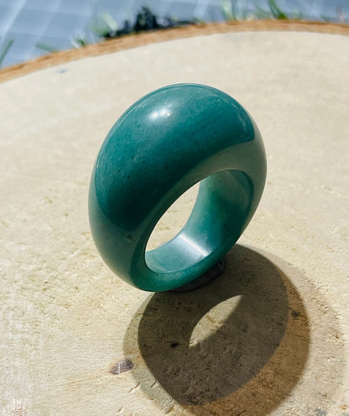 Grosse Bague en Aventurine verte - Les bijoux de Théa