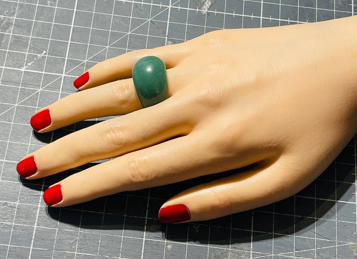 Grosse Bague en Aventurine verte - Les bijoux de Théa
