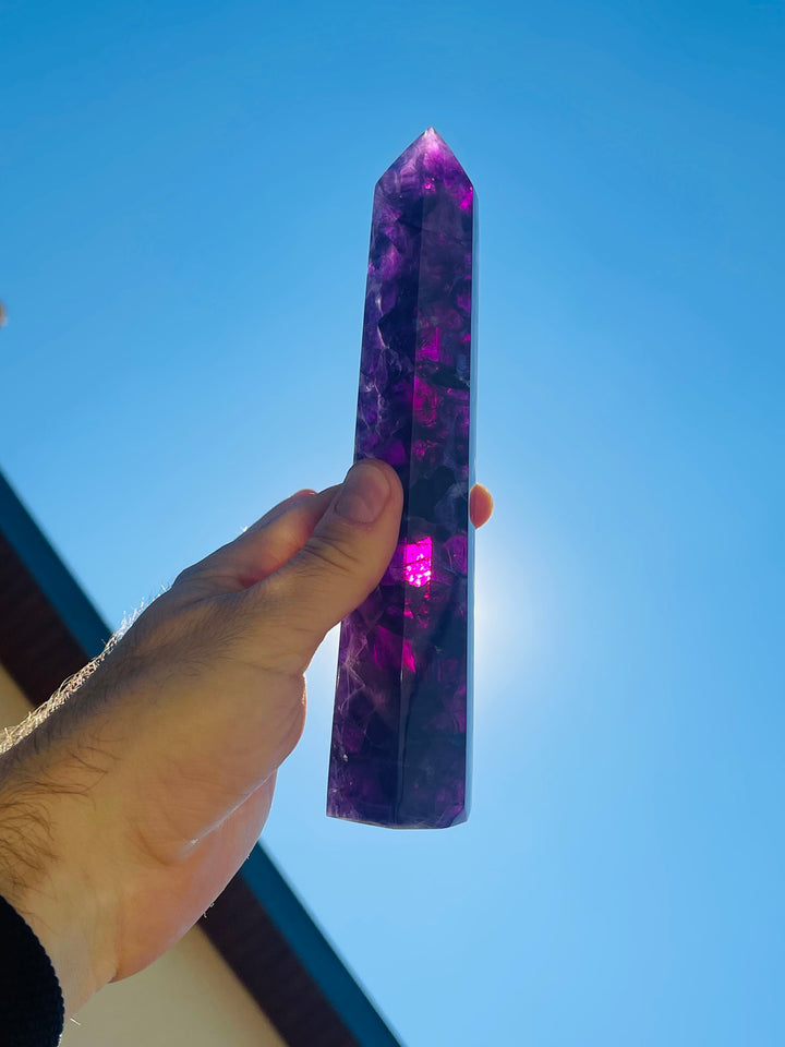 Grand Prisme Tour en Fluorite - Les bijoux de Théa