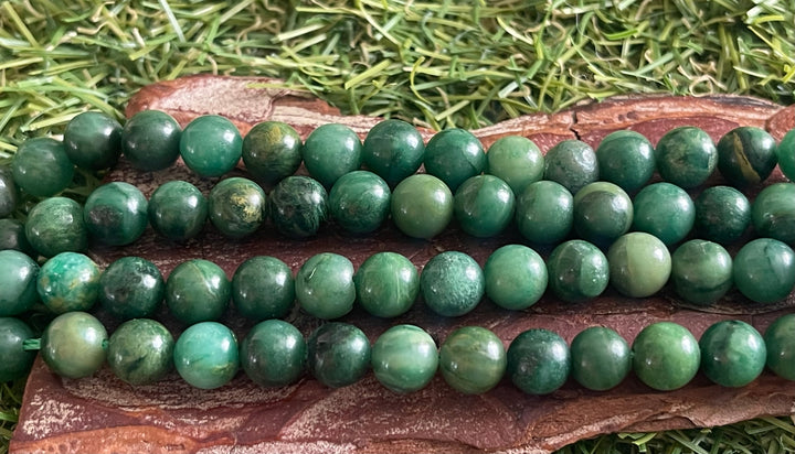 Perles naturelles en Jade Africain en 8 mm - Les bijoux de Théa