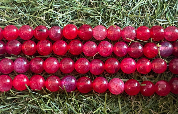 Perles naturelles en Agate veine de dragon rouge en 8 mm