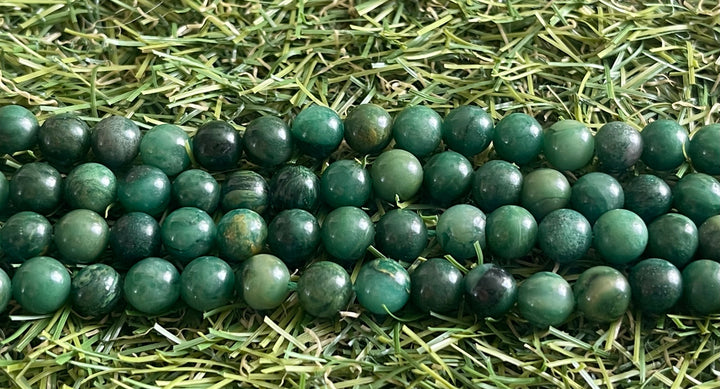 Perles naturelles en Jade Africain en 8 mm - Les bijoux de Théa