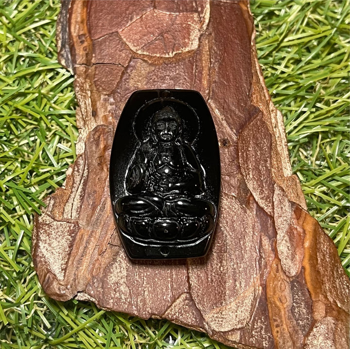 Intercalaire connecteur Bouddha en Obsidienne pour bracelet - Les bijoux de Théa