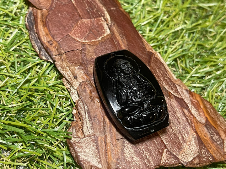 Intercalaire connecteur Bouddha en Obsidienne pour bracelet - Les bijoux de Théa