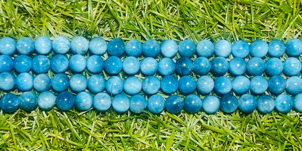 Perles naturelles en Apatite bleue en 6 mm