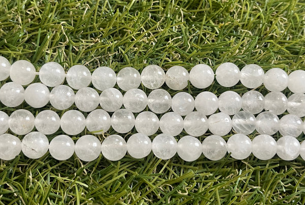 Perles naturelles en Cristal de Roche brumeux en 8 mm