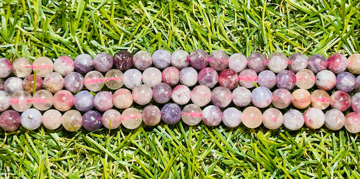 Perles naturelles en Tourmaline rouge violette en 6 mm - Les bijoux de Théa
