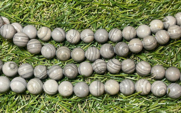 Perles naturelles en Jaspe Ligne grise en 8 mm