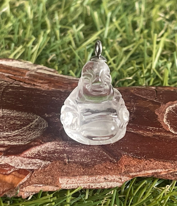 Pendentif en Cristal de roche en forme de bouddha