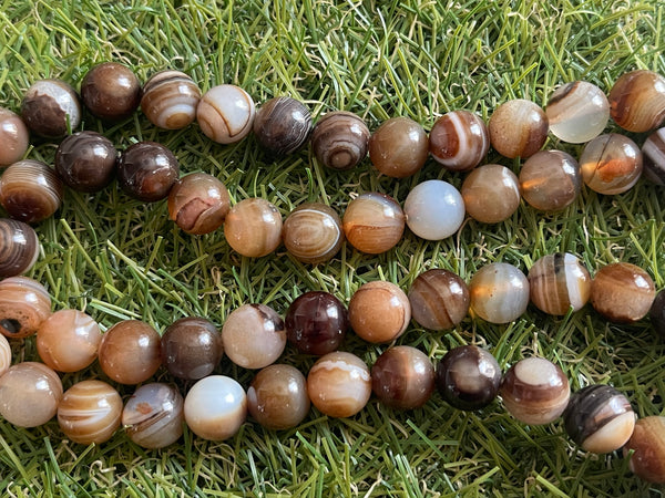 Perles naturelles en Agate marron en 10 mm