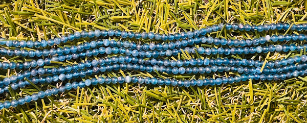 Perles naturelles en Apatite bleue en 2 mm
