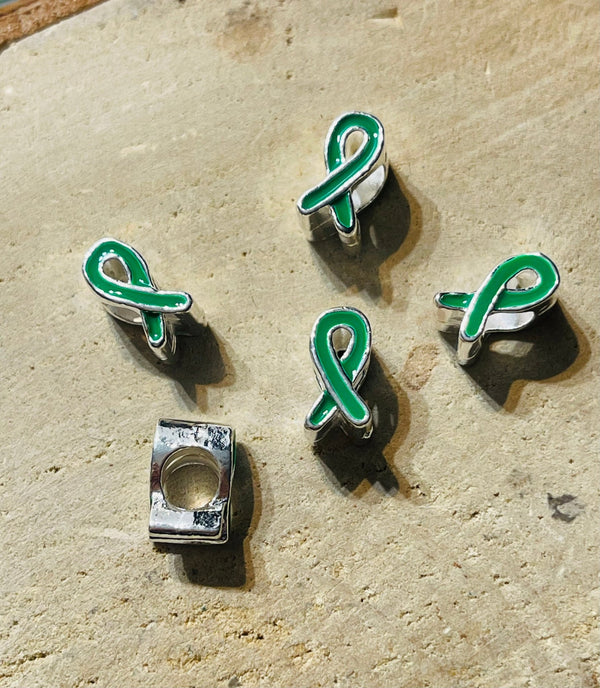 Lot 5 Intercalaires Ruban vert pour bracelet - Les bijoux de Théa