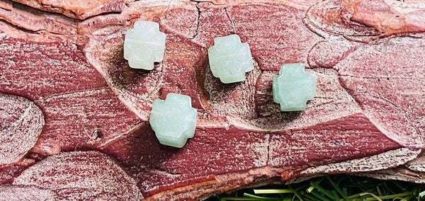 Lot de 10 Perles naturelles en Aventurine en forme de croix - Les bijoux de Théa