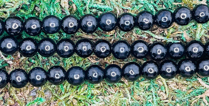 Lot de 10 Perles naturelles en Jais en 6 mm - Les bijoux de Théa