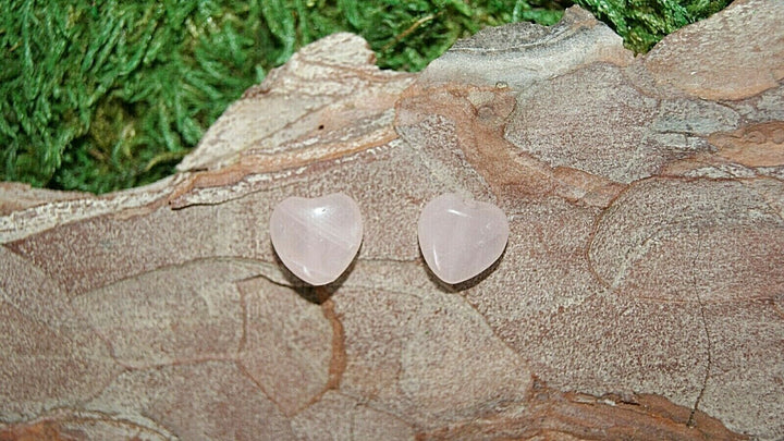 Lot de 10 Perles naturelles en Quartz rose en forme de coeur (10 mm) - Les bijoux de Théa