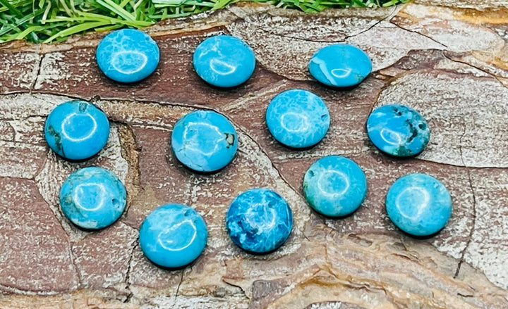 Lot de 10 Perles naturelles en Turquoise du Nevada rond percées (8 mm) - Les bijoux de Théa