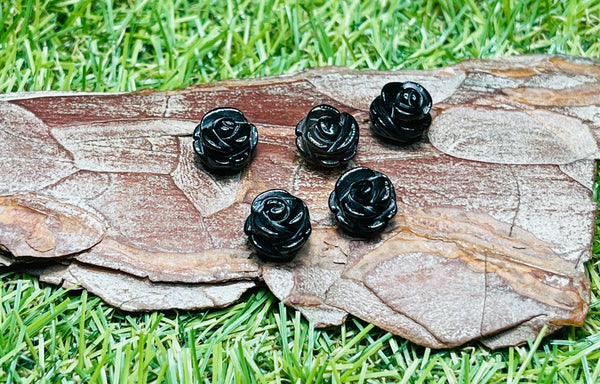 Lot de 2 Intercalaires Fleur en Agate noire - Les bijoux de Théa