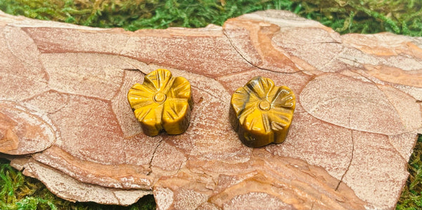 Lot de 2 Intercalaires Fleur en Oeil de Tigre pour bracelet - Les bijoux de Théa