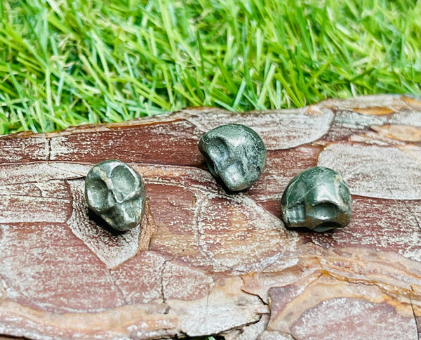 Lot de 2 Intercalaires tête de mort en en pierre naturelle Pyrite - Les bijoux de Théa