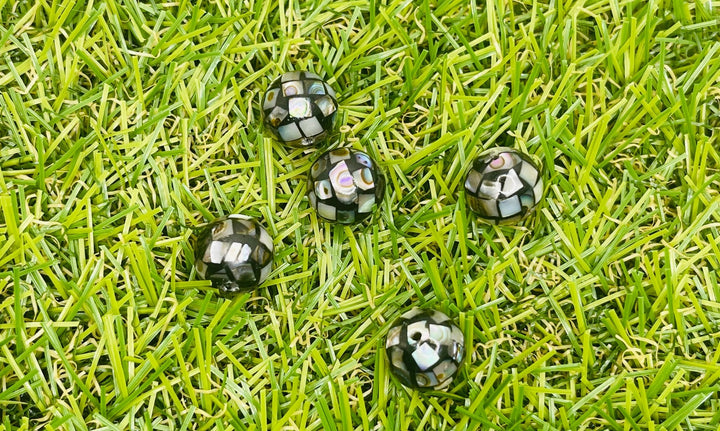 Lot de 2 Perles boule à facettes en Nacre Abalone en 8 mm - Les bijoux de Théa