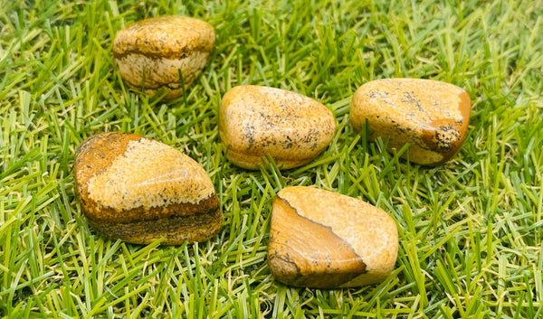 Lot de 3 pierres naturelles roulées en Jaspe paysage - Les bijoux de Théa