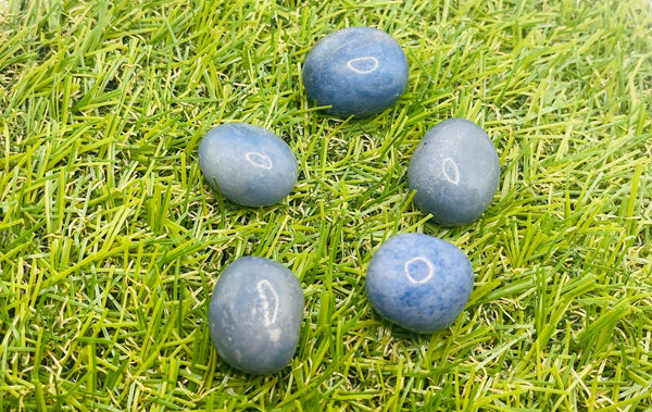 Lot de 3 pierres roulées naturelles en Aventurine bleue - Les bijoux de Théa