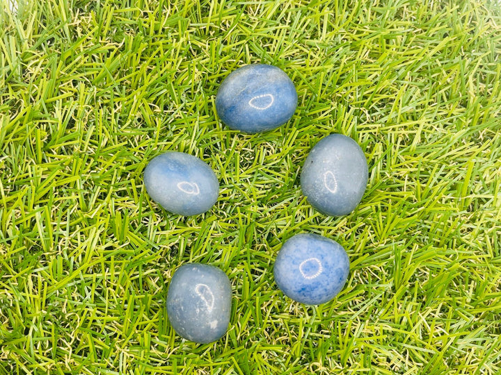 Lot de 3 pierres roulées naturelles en Aventurine bleue - Les bijoux de Théa