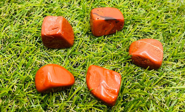 Lot de 3 pierres roulées naturelles en Jaspe rouge - Les bijoux de Théa