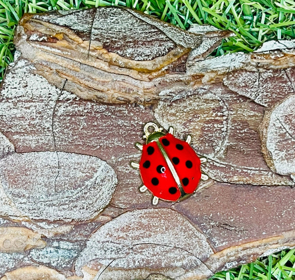 Lot de 5 breloques Coccinelle dorée pour bracelet - Les bijoux de Théa