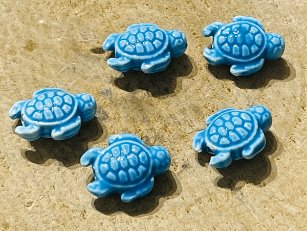 Lot de 5 Intercalaires Tortue en céramique bleu pour bracelet - Les bijoux de Théa