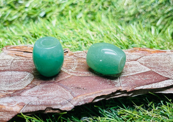 Lot de 5 Perles en Aventurine verte avec grand trou - Les bijoux de Théa